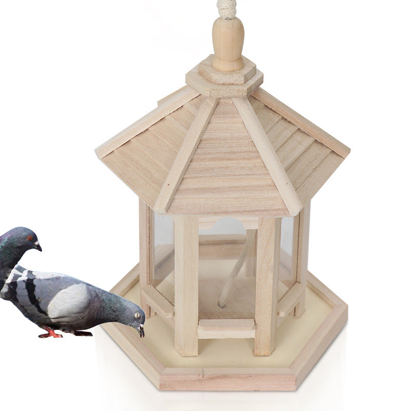 Outdoor solid wood bird feeder & bird house