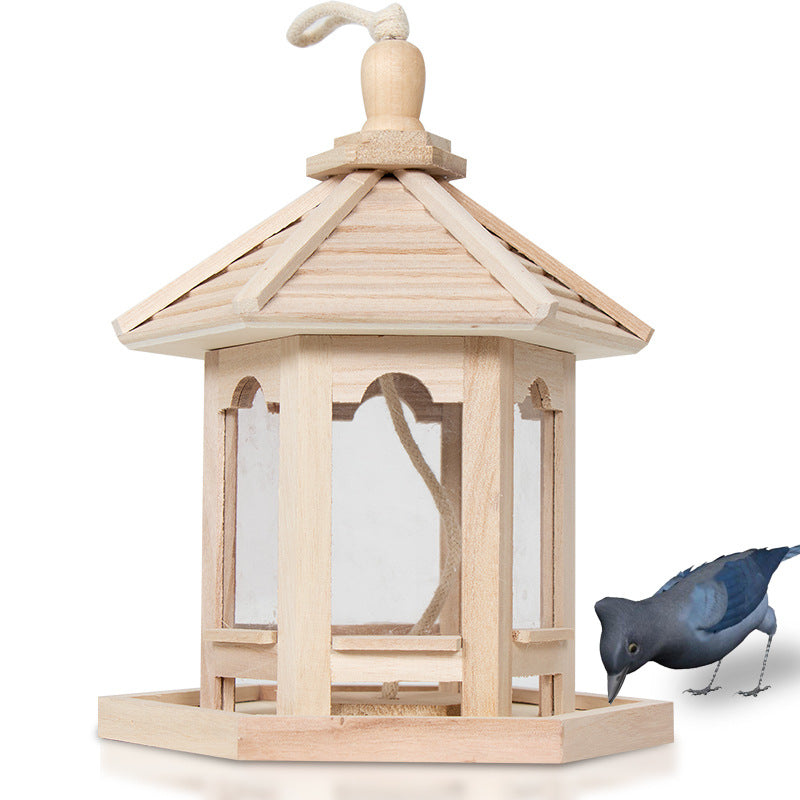 Outdoor solid wood bird feeder & bird house