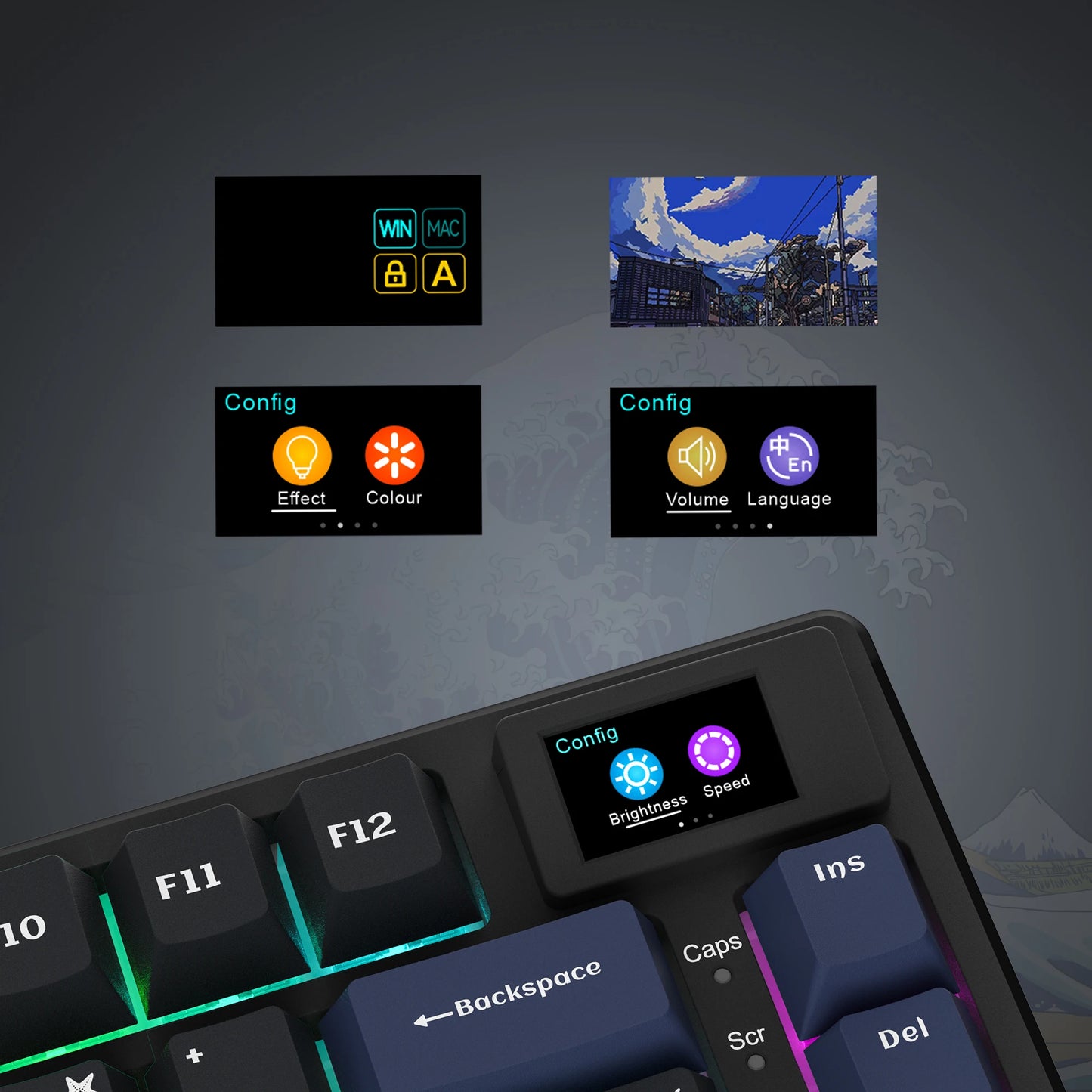 Wired Mechanical Gaming Keyboard with OLED