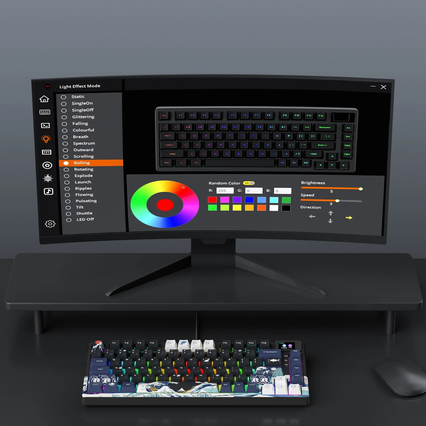 Wired Mechanical Gaming Keyboard with OLED